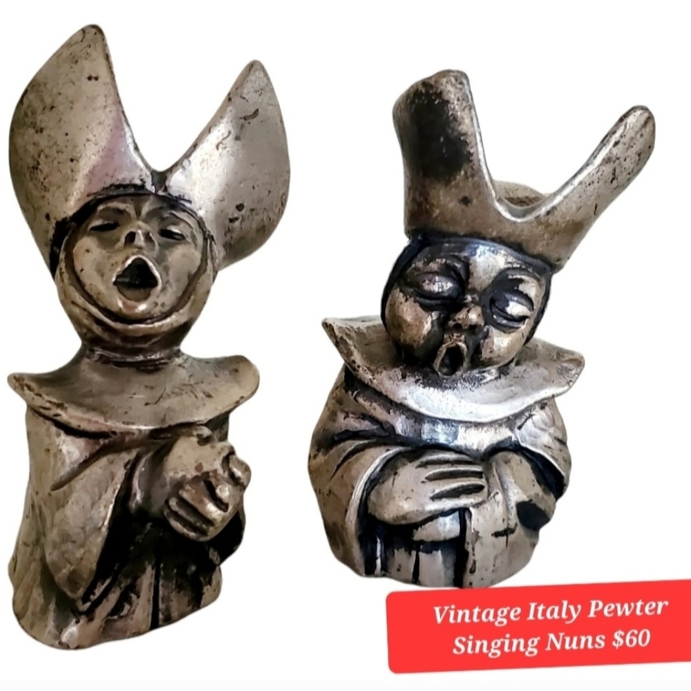 Vintage Italy Pewter Singing Nuns